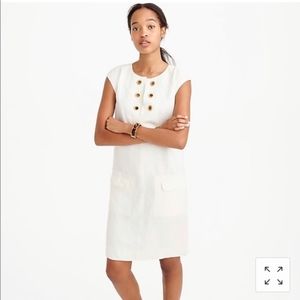 J Crew White Linen Shift Dress With Grommets